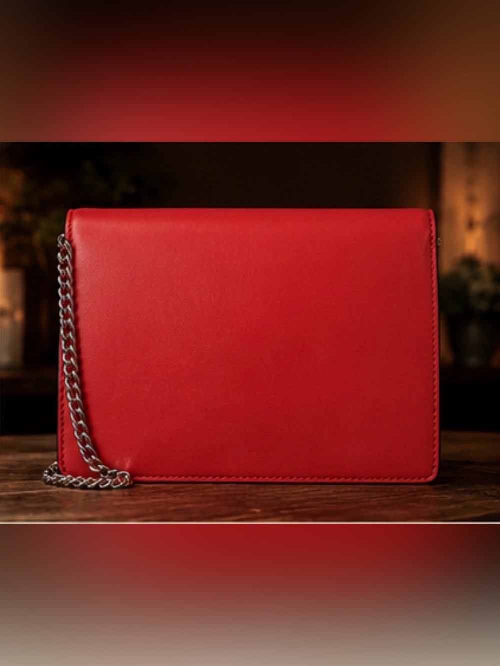 Fendi Kan I F Logo Chain Wallet Crossbody Bag ❤️ Red Leather New Without Tags ❤️ - Picture 6 of 8